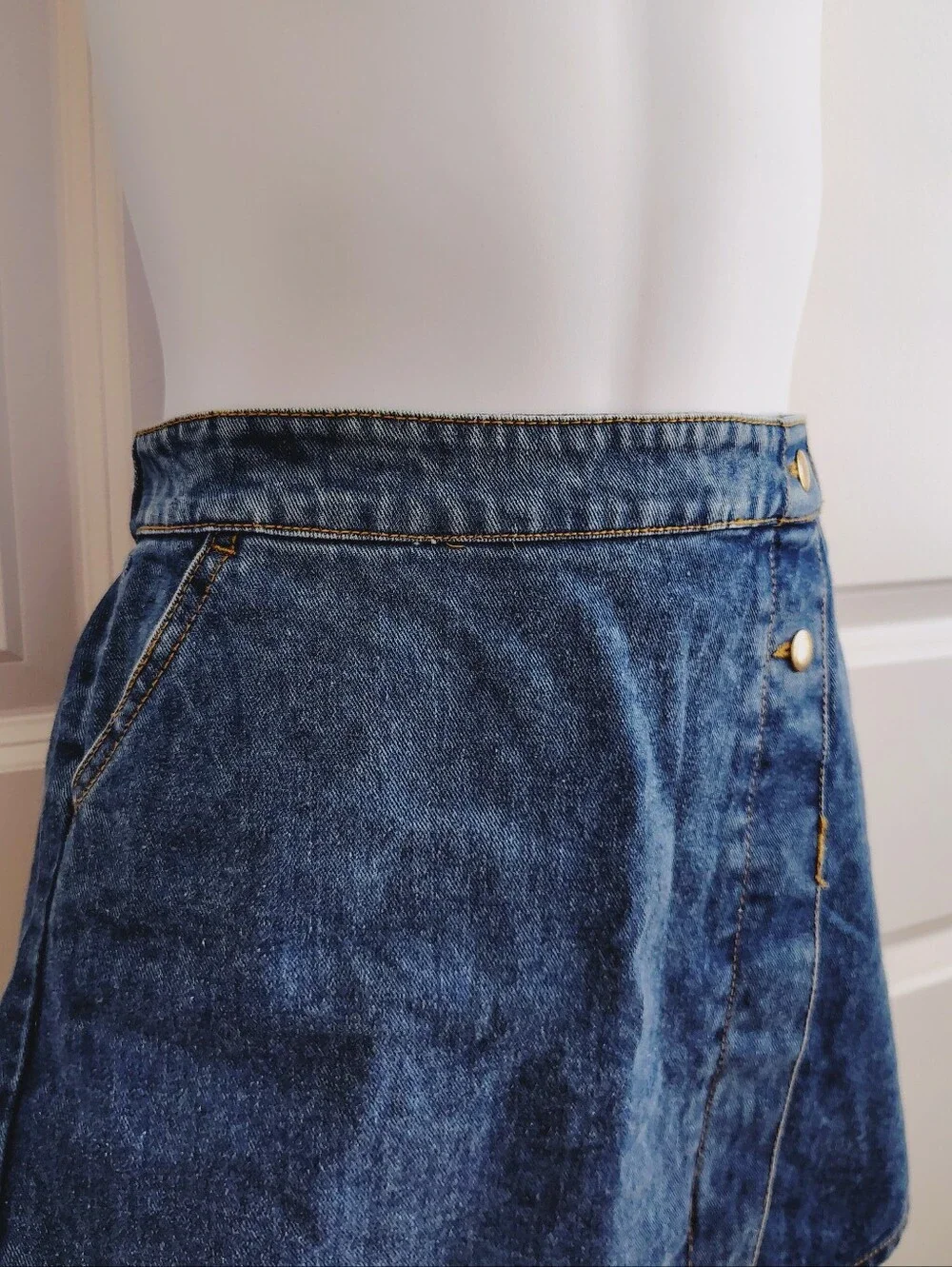 Faux Button Jean Skirt